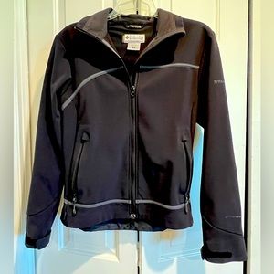 COLUMBIA TITANIUM Black Jacket with Gray Trim , Zip Pockets, Velcro Wris…